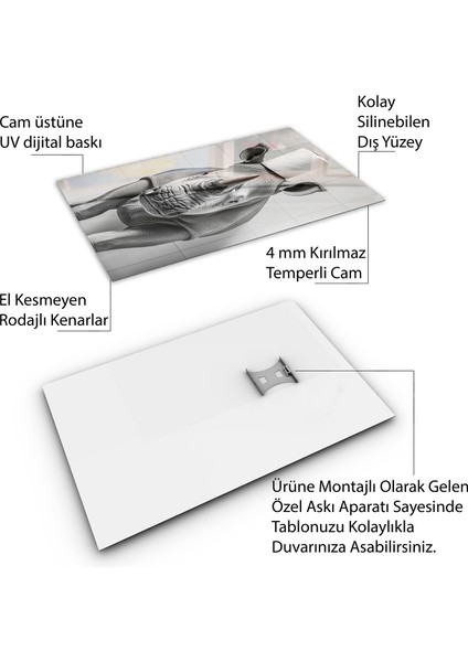 Hayvan Cam Tablo - Sevimli Dostlar Tuvalet Kağıdı - Dikey Motif 12-027
