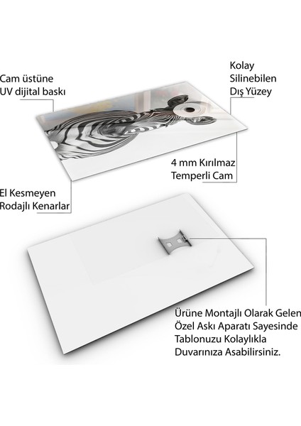 Hayvan Cam Tablo - Sevimli Dostlar Tuvalet Kağıdı - Dikey Motif 12-033