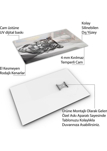 Hayvan Cam Tablo - Sevimli Dostlar Tuvalet Kağıdı - Dikey Motif 12-031