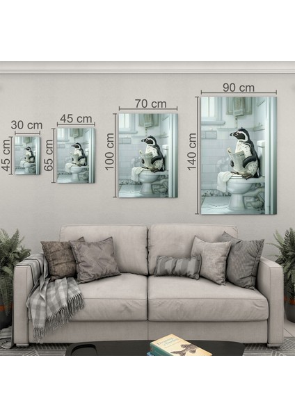 Hayvan Cam Tablo - Sevimli Dostlar Lavaboda - Dikey Motif 08-175