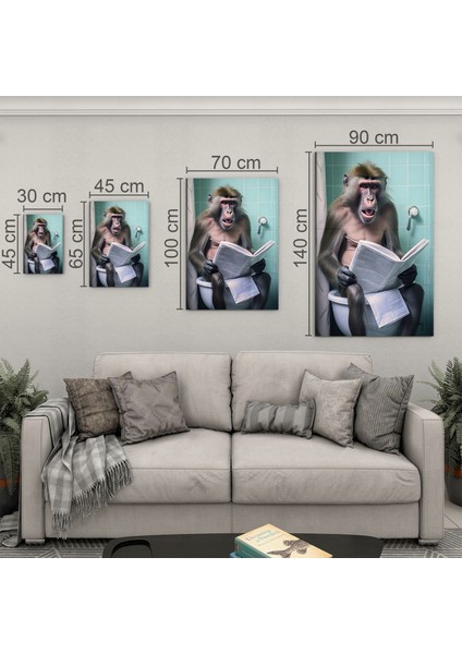 Hayvan Cam Tablo - Sevimli Dostlar Lavaboda - Dikey Motif 08-140