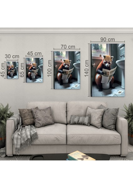 Hayvan Cam Tablo - Sevimli Dostlar Lavaboda - Dikey Motif 08-218