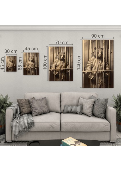Hayvan Cam Tablo - Sevimli Dostlar Hapishanede - Dikey Motif 05-007