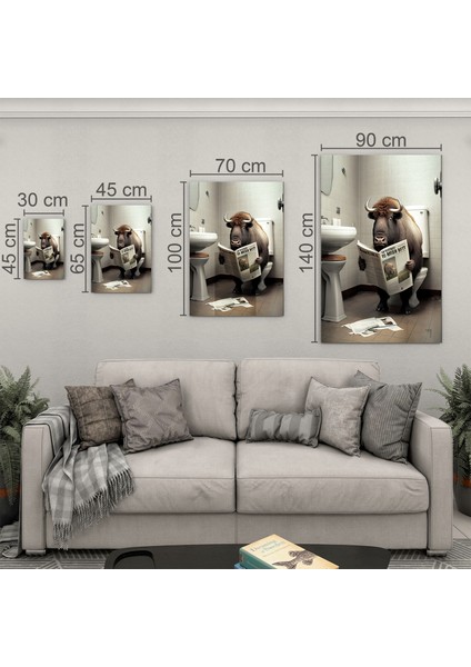 Hayvan Cam Tablo - Sevimli Dostlar Lavaboda - Dikey Motif 08-025