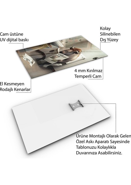 Hayvan Cam Tablo - Sevimli Dostlar Lavaboda - Dikey Motif 08-025