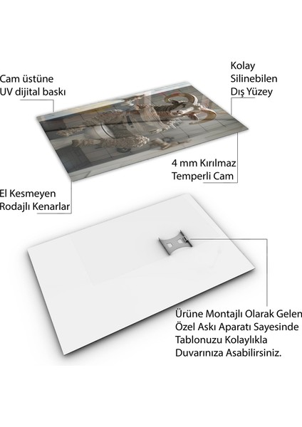 Hayvan Cam Tablo - Sevimli Dostlar Lavaboda - Dikey Motif 08-212