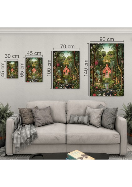Sanatsal Cam Tablo - Naif Sanat - Dikey Motif 13-005