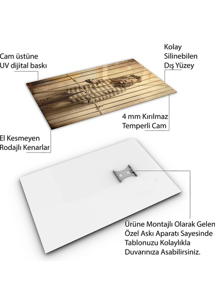 Hayvan Cam Tablo - Sevimli Dostlar Hapishanede - Dikey Motif 05-054