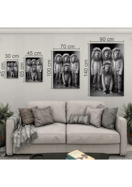 Hayvan Cam Tablo - Sevimli Dostlar Hapishanede - Dikey Motif 05-055
