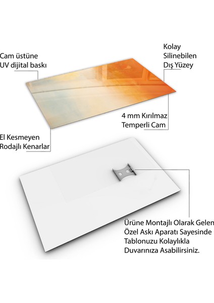 Sanatsal Cam Tablo - Minimalizm - Dikey Motif 07-007