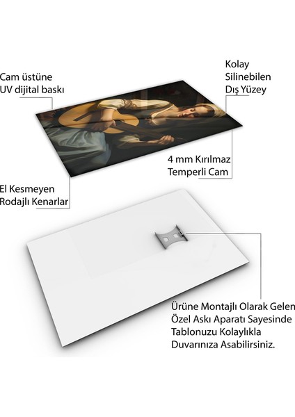 Sanatsal Cam Tablo - Rönesans - Dikey Motif 15-017