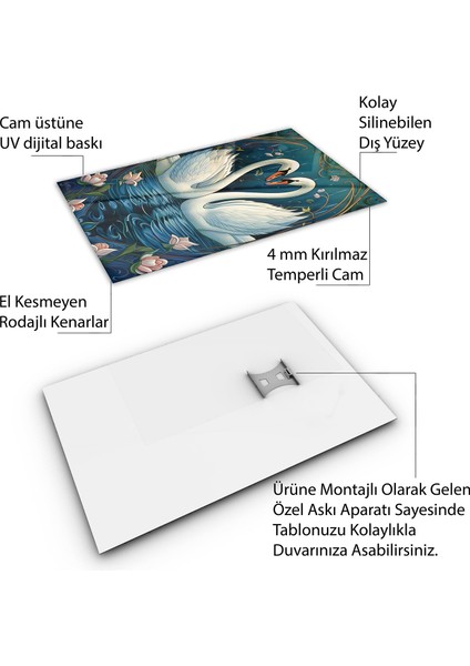 Sanatsal Cam Tablo - Art Nouveau - Dikey Motif 08-008