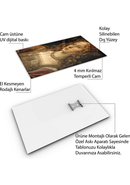 Sanatsal Cam Tablo - Rönesans - Dikey Motif 15-001