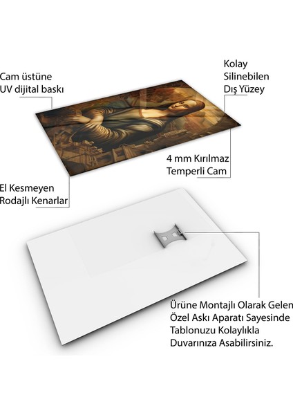 Sanatsal Cam Tablo - Rönesans - Dikey Motif 15-020