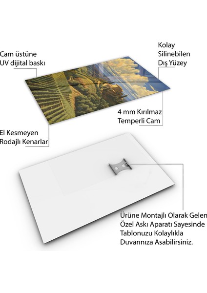 Sanatsal Cam Tablo - Rönesans - Dikey Motif 15-009