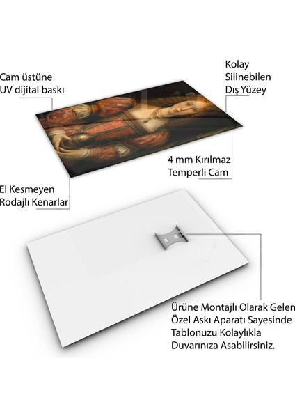 Sanatsal Cam Tablo - Rönesans - Dikey Motif 15-011