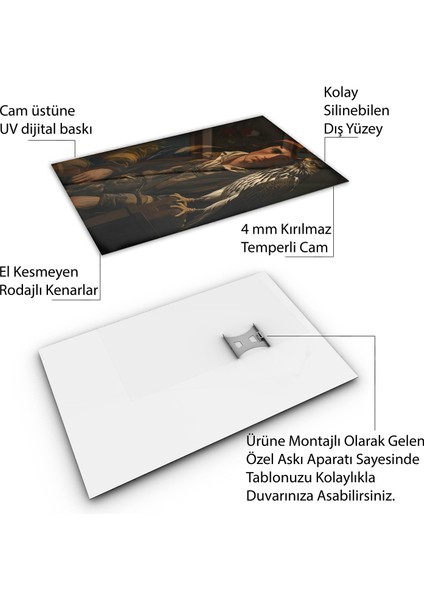 Sanatsal Cam Tablo - Rönesans - Dikey Motif 15-004
