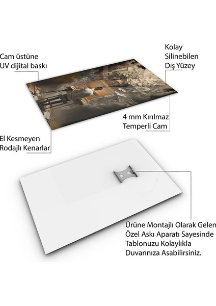 Sanatsal Cam Tablo - Kavramsal Sanat - Dikey Motif 09-020