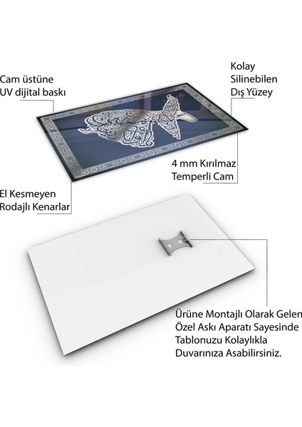 Islami Cam Tablo - Hat Sanatı - Dini Motif 03-029