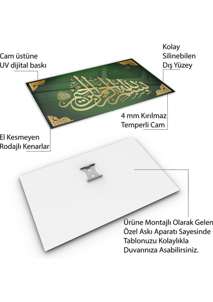 Islami Cam Tablo - Hat Sanatı - Dini Motif 02-019