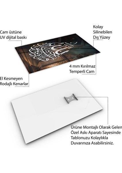 Islami Cam Tablo - Hat Sanatı - Dini Motif 10-009