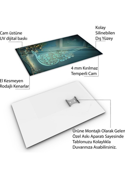 Islami Cam Tablo - Hat Sanatı - Dini Motif 07-023