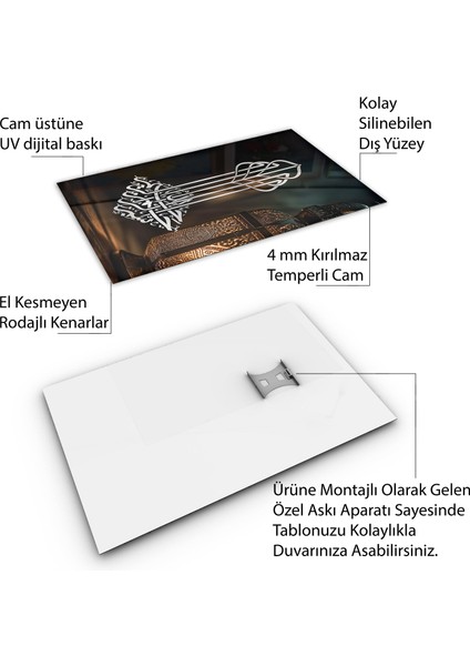 Islami Cam Tablo - Hat Sanatı - Dini Motif 10-012
