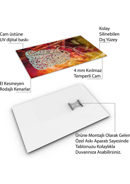 Islami Cam Tablo - Hat Sanatı - Dini Motif 12-022