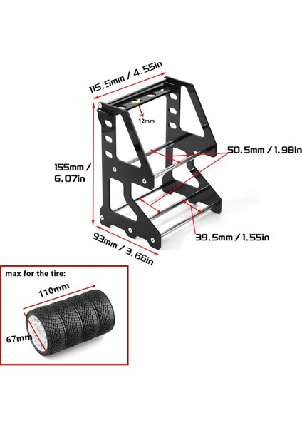 Metal 1.0ın/1.1ın/1.3ın Tekerlek Lastikleri Rafı 1/18 1/24 1/10 Rc Paletli Araba Traxxas TT02 Trx4 (Yurt Dışından)