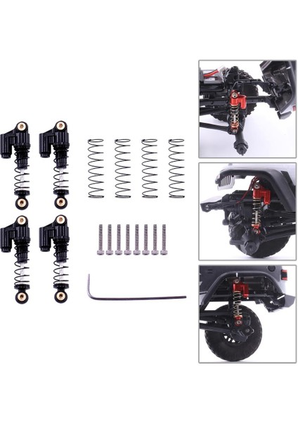 Eksenel SCX24 90081 Rc Araç Trail Modeli Acc Black Için 4x Şok Emiciler Damper (Yurt Dışından)