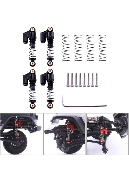 Eksenel SCX24 90081 Rc Araç Trail Modeli Acc Black Için 4x Şok Emiciler Damper (Yurt Dışından)