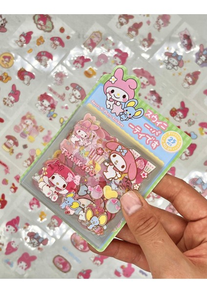 Sanrio Karakter My Melody 25 Yaprak 203 Adet Pet Sticker Set Yeşil Paket/Su Geçirmez/Etiket/Çıkartma