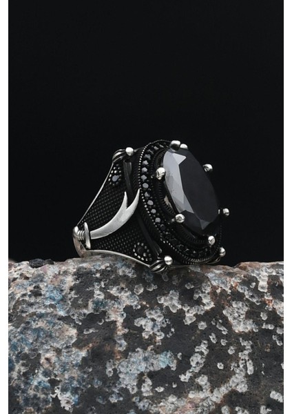 Zülfikar Hz. Ali'nin Kılıcı 925 Ayar Gümüş Erkek Yüzüğü Siyah Zirkon Taşlı 901506 fiyatları