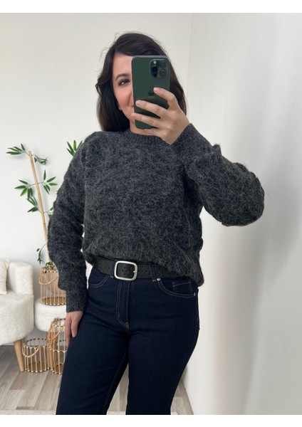 Antrasit Sim Geçişli Dokulu Kazak indirimleri