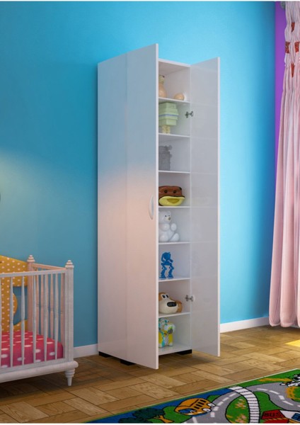 Gardolap Çok Amaçlı Dolap Banyo Dolabı Çocuk Odası Dolabı 8 Raflı Dolap Gardırop
