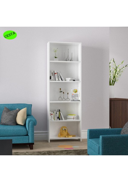 Mutfak Dolabı 5 Raflı Arkalıklı Kitaplık Ofis Dolabı Çok