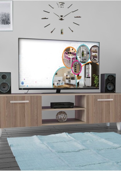 Ofis Sehpası Tv Ünitesi Raflı LCD Sehpası Televizyon Tv Sehpası
