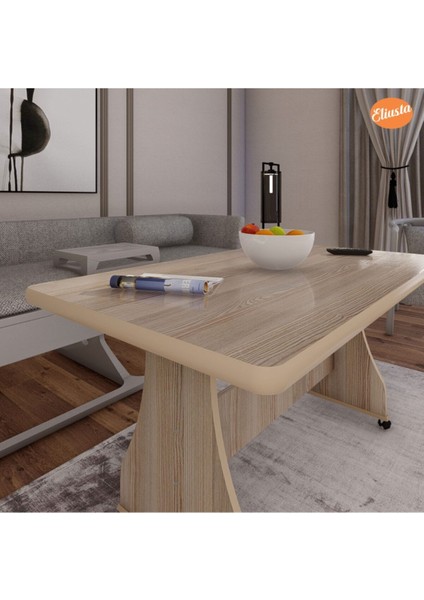 Tekerlekli Mdf Masa %100 Mdf Salon Orta Sehpa Yemek Masası Ofis Sehpa