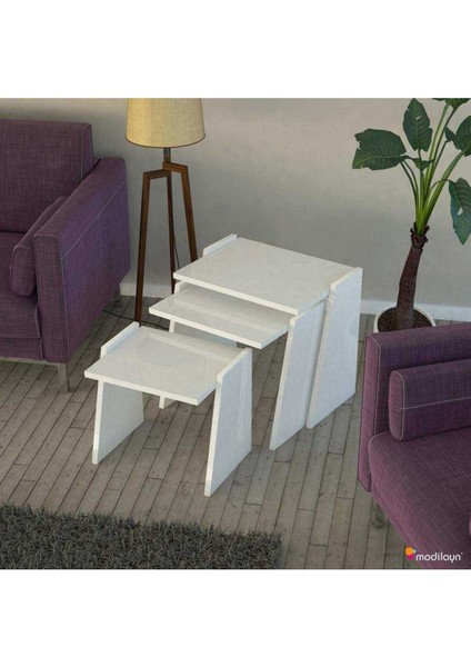 Viva Zigon Sehpa Takımı High Gloss -Beyaz