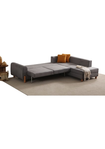 Rivaldu Köşe Takımı & Mekanizmalı Köşe Koltuk - Antrasit Keten Kumaş fiyatları