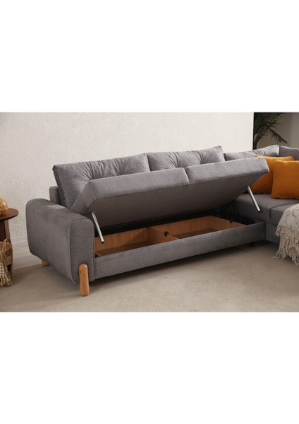 Rivaldu Köşe Takımı & Mekanizmalı Köşe Koltuk - Antrasit Keten Kumaş modelleri