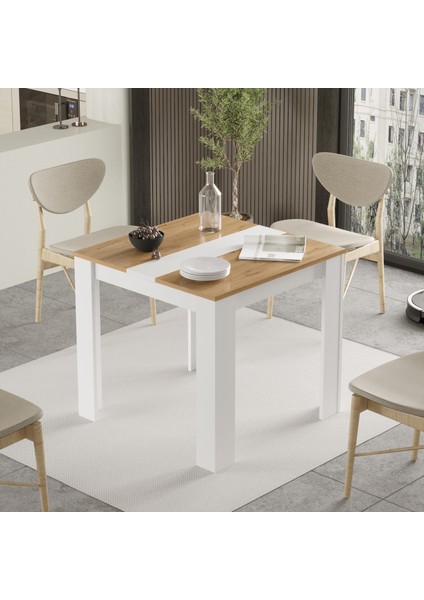 Lena Yemek Masası Mutfak Masası 80 x 80 Sepet-Beyaz