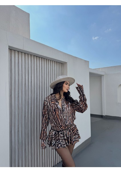 Alyaana Gömlek Yaka Mini Elbise