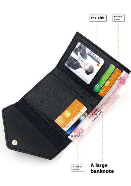 Cüzdan Kart Tutucu Yüksek Kaliteli Pvc Kumaş Kentsel Basit Üç Katlı Stil, Gri (Yurt Dışından)