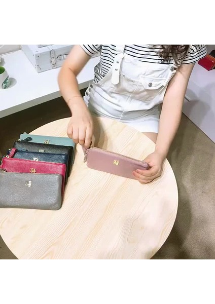 Cüzdan Kart Tutucu Yüksek Kaliteli Birinci Katman Sığır Derisi Malzemesi Basit Düz Renk Stili, Pembe (Yurt Dışından) fiyatları
