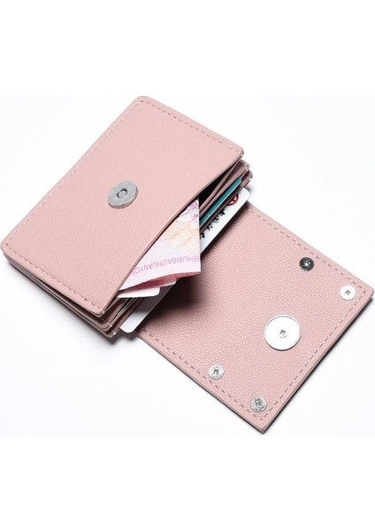 Cüzdan Kart Tutucu Seçılmiş Çevre Dostu Pu Malzeme Popüler ve Sade Stil, Pembe (Yurt Dışından)
