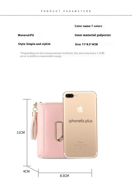 Cüzdan Kart Tutucu Yüksek Kaliteli Pu Deri Kumaş Düz Renk Stili, Pembe (Yurt Dışından) modelleri