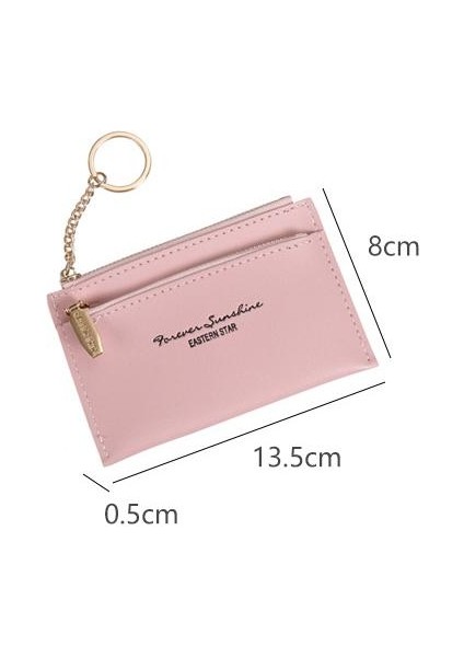 Cüzdan Kart Tutucu Taşınabilir Seçılmiş Çevre Dostu Pu Malzeme Popüler Düz Renkli Kentsel Stil, Pembe (Yurt Dışından) modelleri