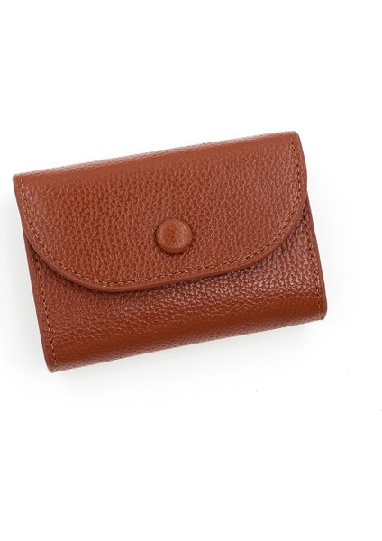 Cüzdan Kart Tutucu Yüksek Kaliteli Ultra Hafif Pu Deri Kumaş Basit ve Çok Yönlü Stil, Kahverengi (Yurt Dışından)