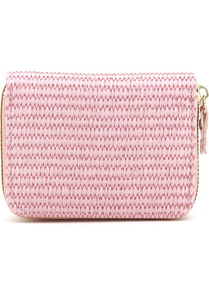 Cüzdan Kart Tutucu Yüksek Kaliteli Deri Kumaş Düz Renk Basit Desen, Pembe (Yurt Dışından)